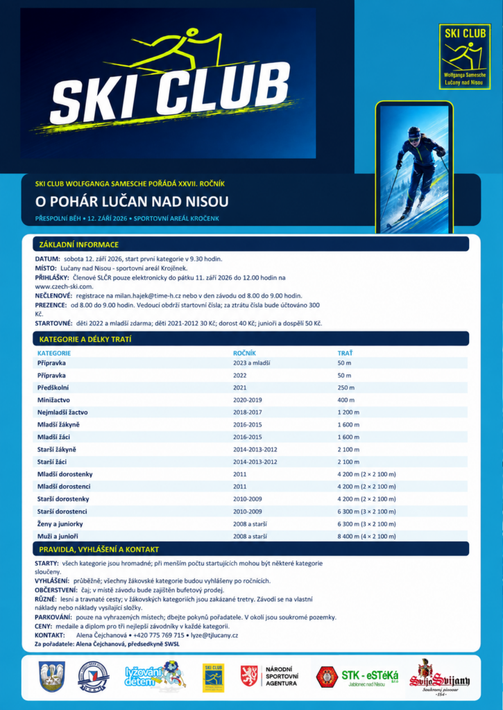 Propozice závodu O pohár Lučan nad Nisou 2026